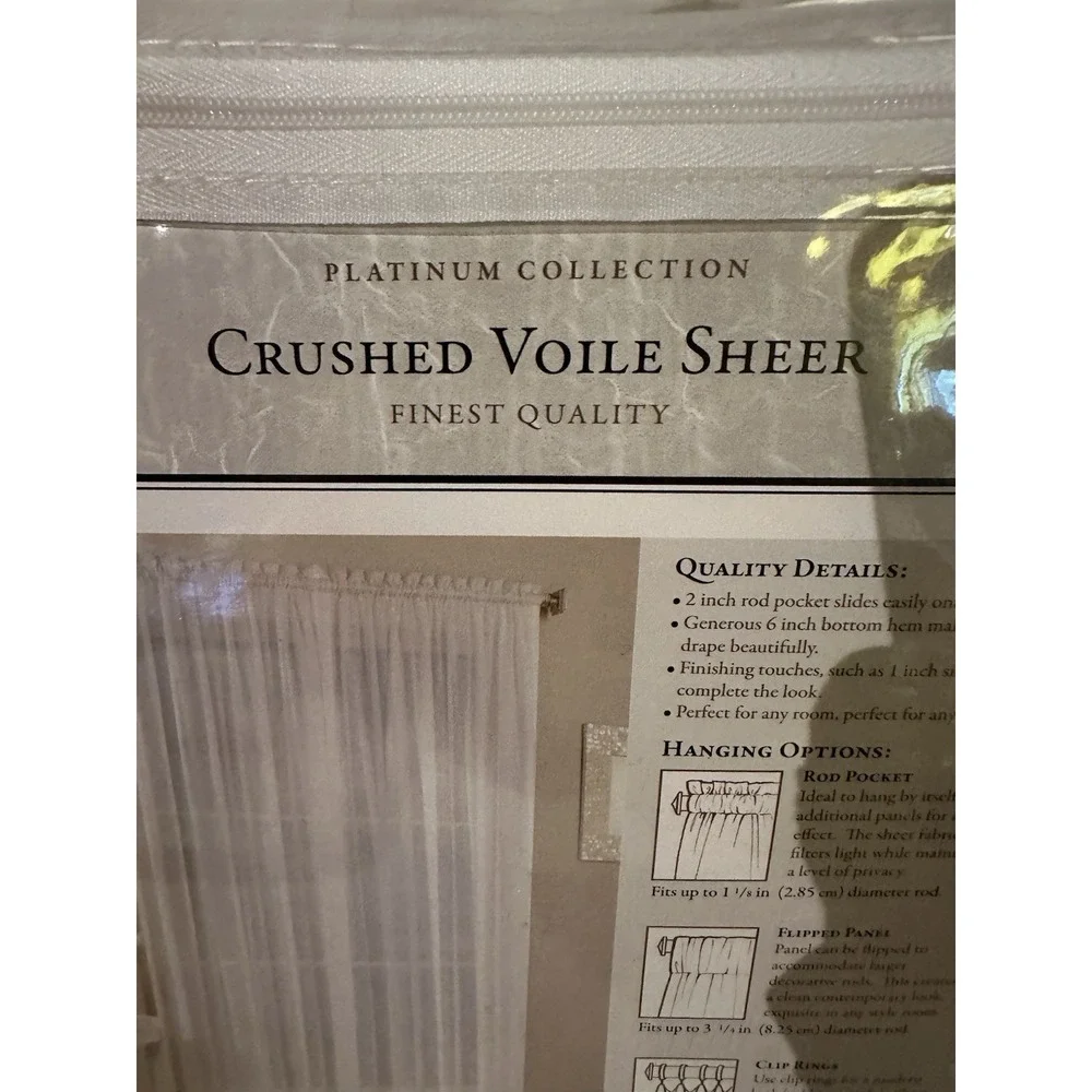 BED BATH & BEYOND WHITE CRUSHED VOILE SEMI SHEER 2 PANELS CURTAINS 50 X 84 NEW